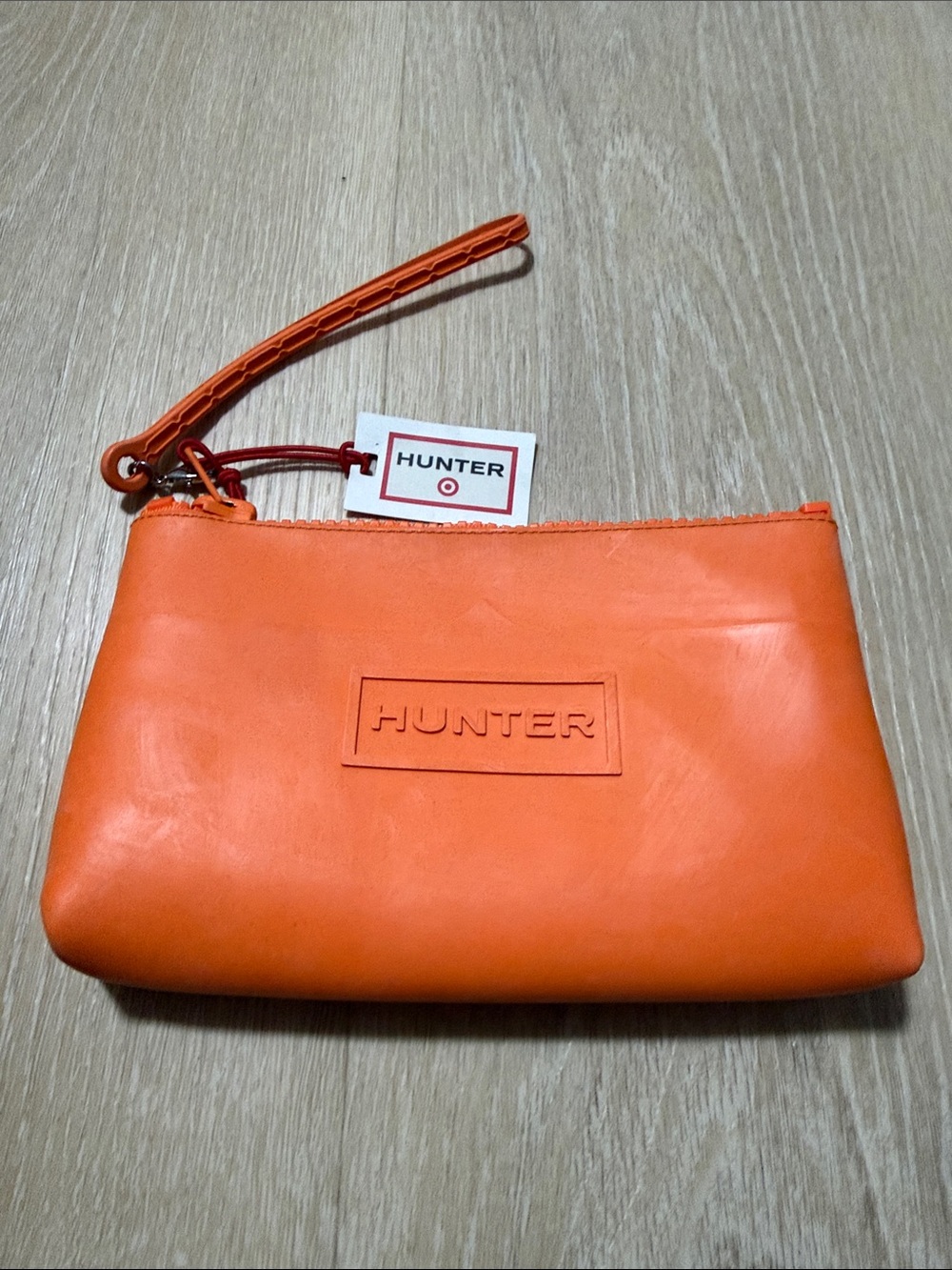 Hunter Orange Rubberized Wristlet Pouch